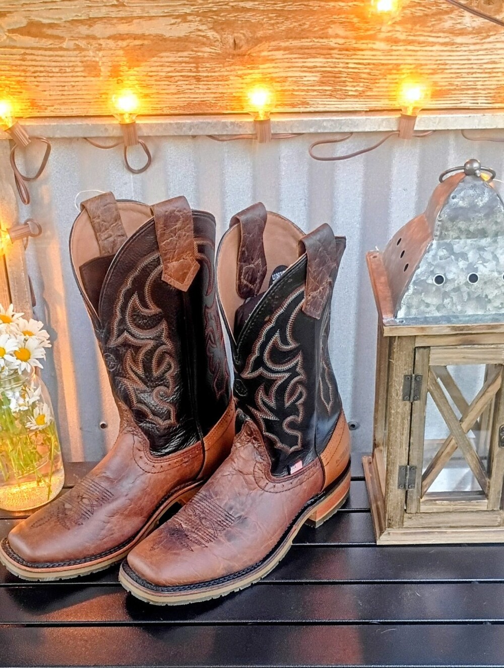 Double-H Grissom Size 9.5D (DH4644) Brown/Black Western Concealed Pockets Boots